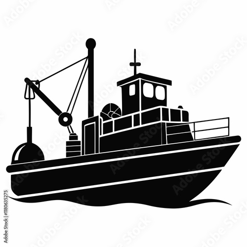 Minimalist Suction Dredger Silhouette Vector