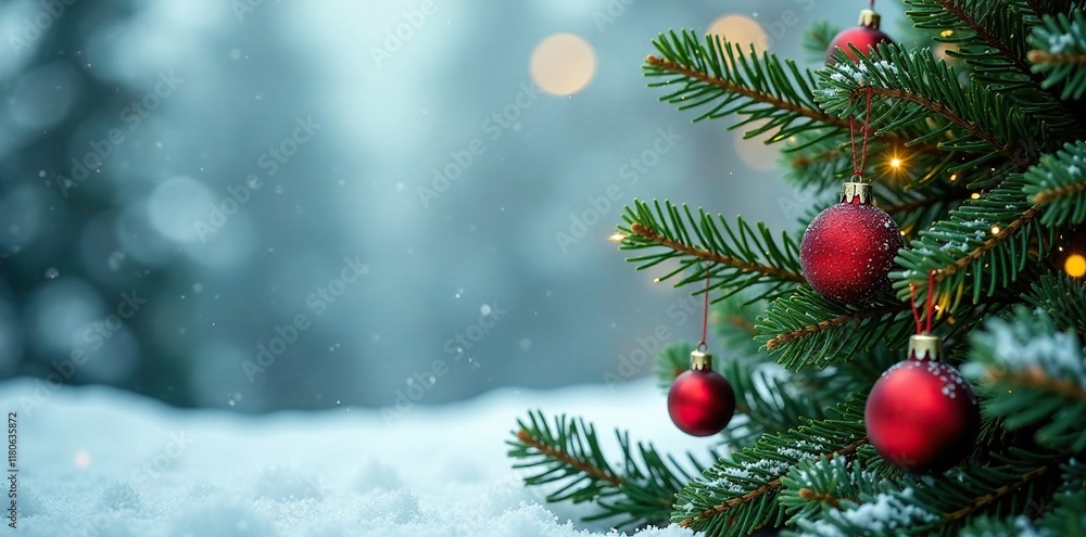 fir branches with Christmas decorations on a plain plane background, winter, Christmas, tree fir branches with Christmas decorations on a plain plane background, winter, Christmas, tree