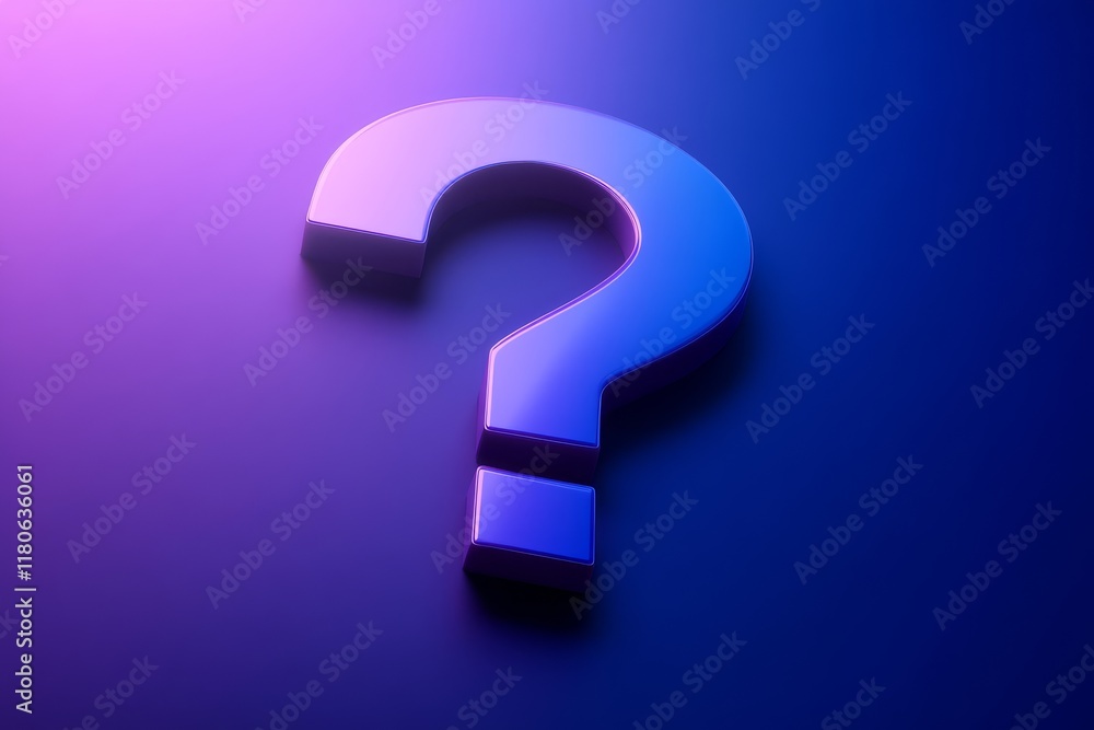 The bold contrast between the question mark and the blue background captivates attention.