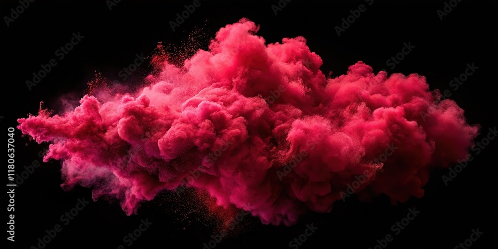 Obraz premium Maroon Dust Cloud 3D Black Background - Dramatic Visuals