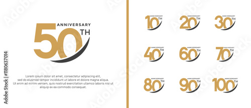 set of anniversary logo flat brown color on white background for celebration moment