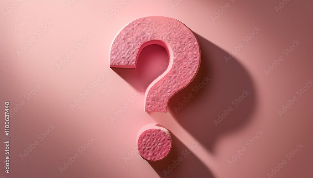 A pink question mark with intricate patterns, casting a soft shadow against a pastel background, symbolizes curiosity and inquiry. A pink question mark with intricate patterns, casting a soft shadow against a pastel background, symbolizes curiosity and inquiry.