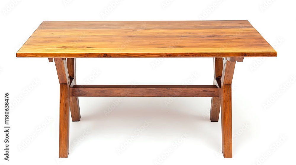 A wooden table with a cross design on it A wooden table with a cross design on it