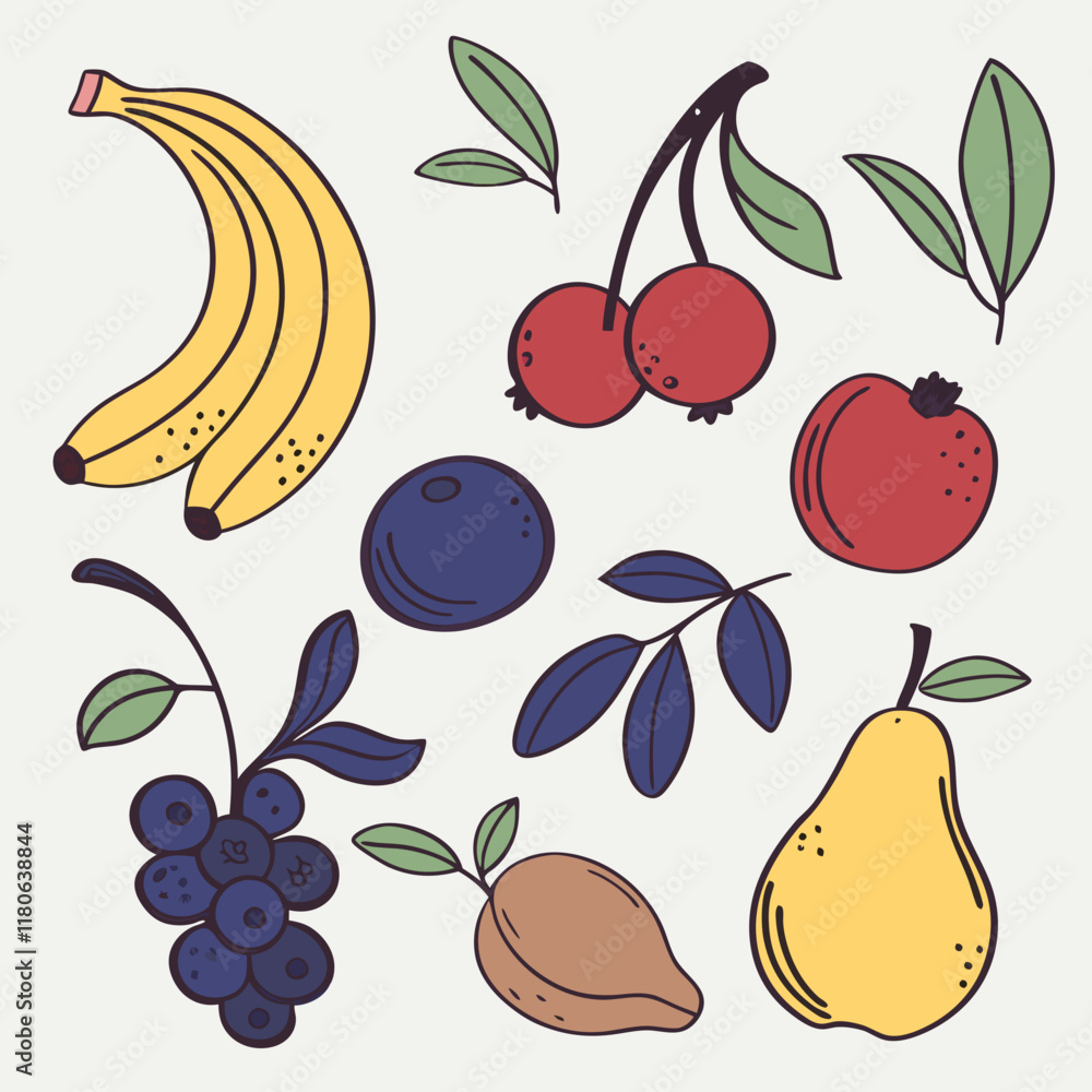 Obraz premium hand drawn fruits