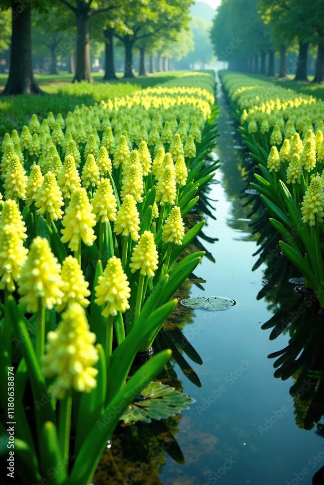 sea of green hyacinths stretching across the river expanse, green algae, flora sea of green hyacinths stretching across the river expanse, green algae, flora