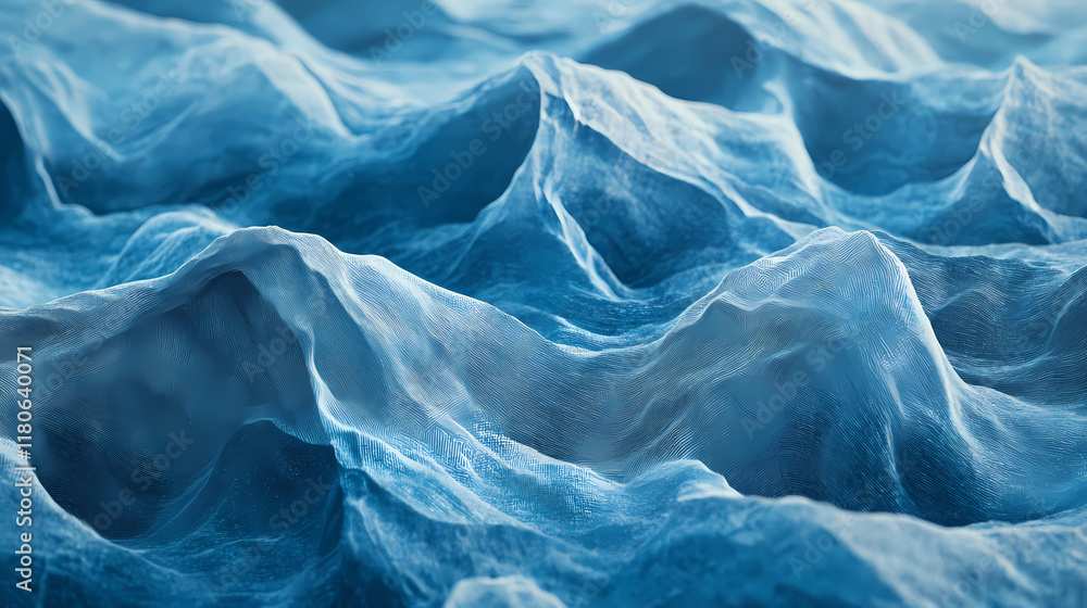 Obraz premium Textured blue fabric background with wrinkles creating depth and visual interest for design and textile applications. Snowwoven. Illustration