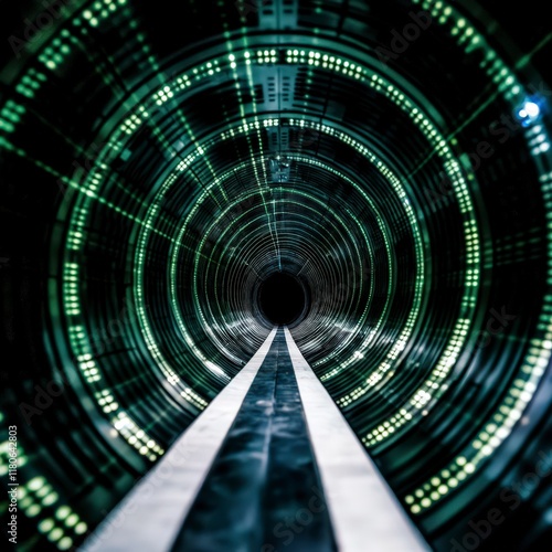 Futuristic Data Tunnel  Abstract Technology Background  Digital Stream  Network  Cyberspac photo