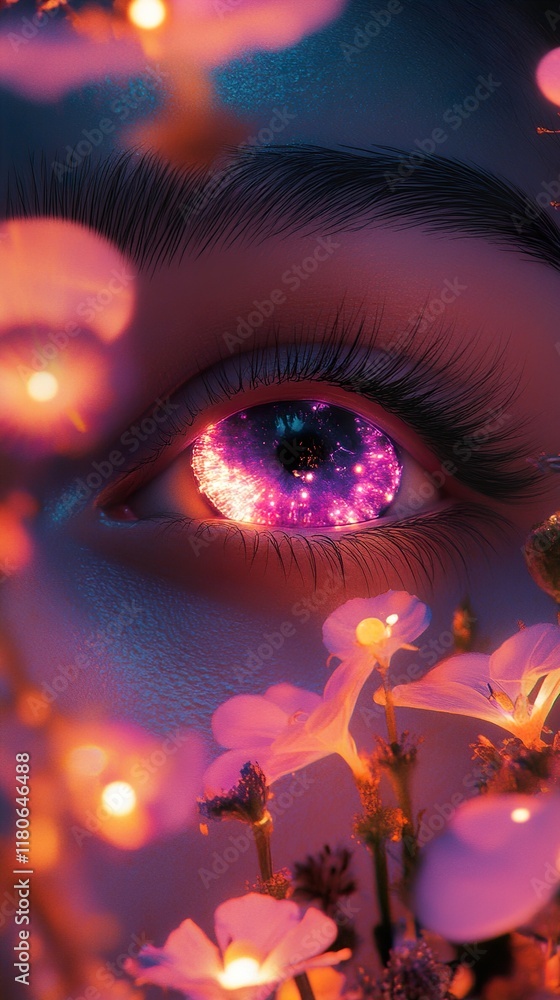 Glowing Eye and Flowers: A Surreal Dream Glowing Eye and Flowers: A Surreal Dream