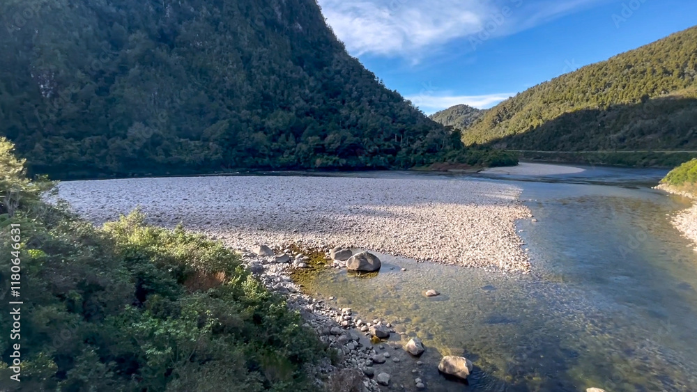 River scenery in the Lower Buller gorge between Westport and Inangahua Junction River scenery in the Lower Buller gorge between Westport and Inangahua Junction