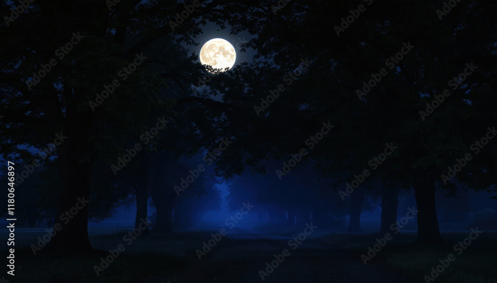 Enchanted Moonlight Night: Serene Forest Under Full Moon Enchanted Moonlight Night: Serene Forest Under Full Moon