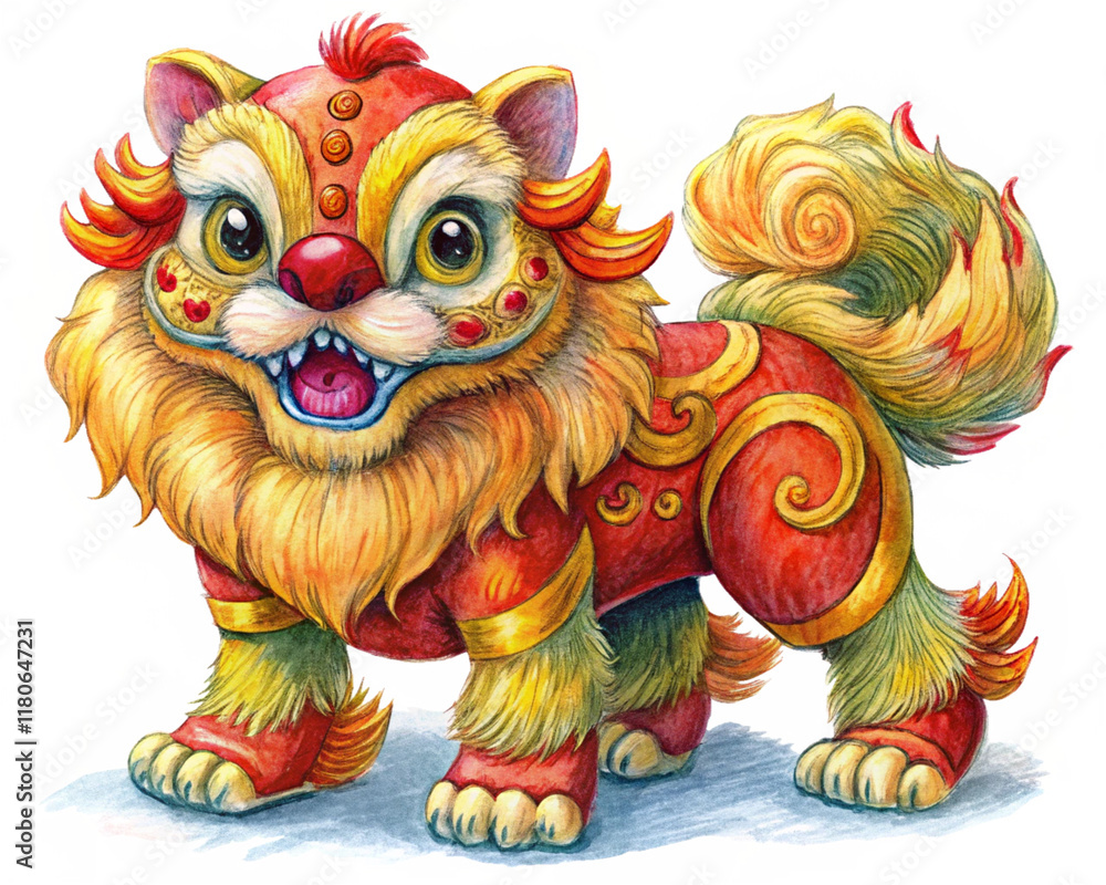 Fototapeta premium Celebratory Parade Featuring Chinese Lion Dance