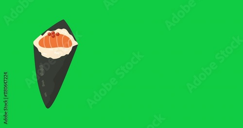 japanese hand rolled temaki sushi animation