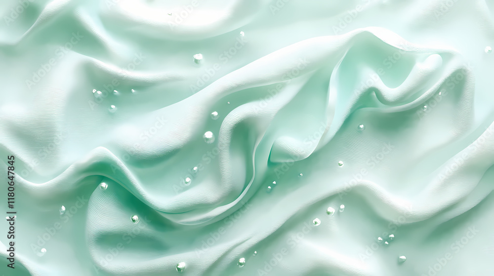 Green cleansing wipe on plain white surface for skincare and hygiene. Snowwoven. Illustration Green cleansing wipe on plain white surface for skincare and hygiene. Snowwoven. Illustration