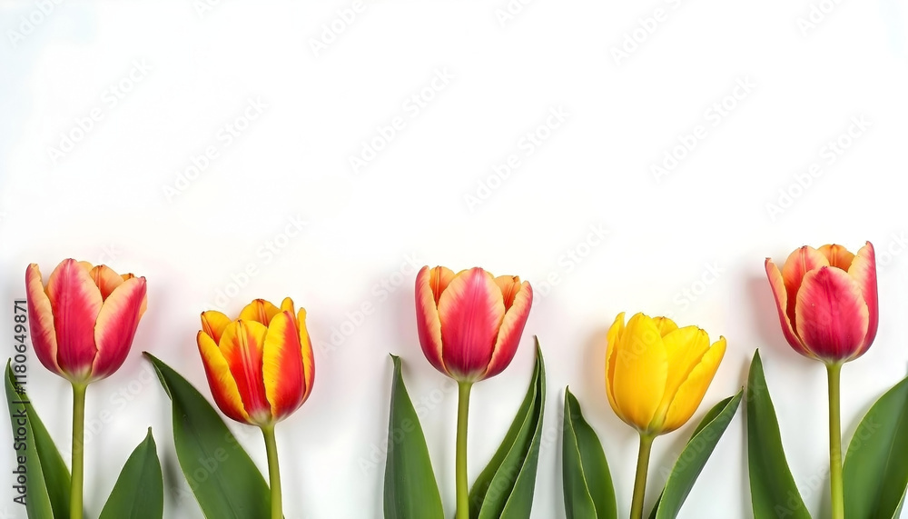 A beautiful bouquet of fresh tulips in various colors A beautiful bouquet of fresh tulips in various colors