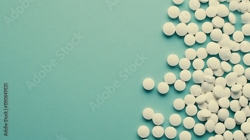 Wallpaper Mural White Pills Scattered on a Teal Background Torontodigital.ca