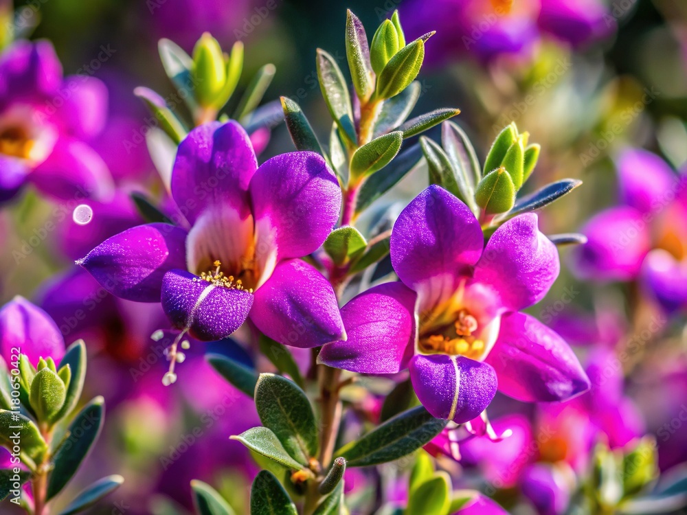 Macro Photography: Vibrant Purple Eremophila foliosissima Flowers