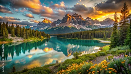 Majestic Banff National Park Landscape: Canadian Rockies Mountain Scenery