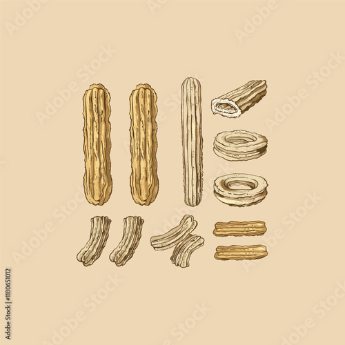 set of churros design vector template