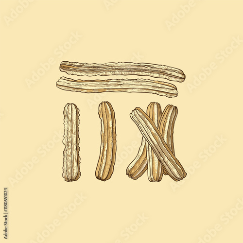 set of churros design vector template