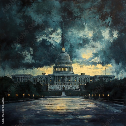 Stormy Night at the US Capitol Building photo