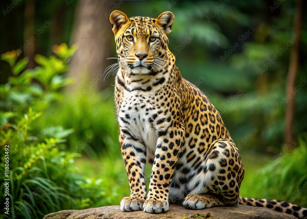 Fototapeta premium Majestic Leopards: PNG Images of Walking, Standing & Sitting Big Cats in Natural Poses