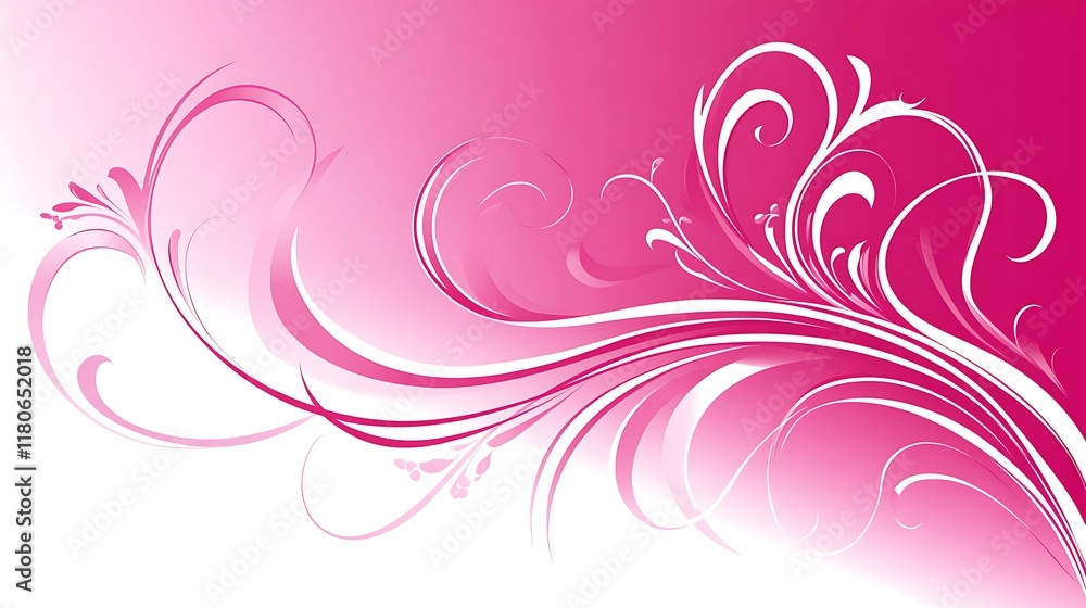 Pink and White Abstract Floral Design Swirls Pink and White Abstract Floral Design Swirls