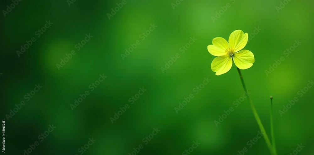 A single green flower with a long slender stem, green, nature A single green flower with a long slender stem, green, nature