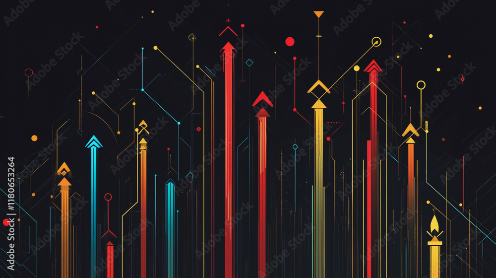 Abstract black background with Colorful charts and graphs with statistics to innovative analyze business potential and forecast future development of companies growth. Abstract black background with Colorful charts and graphs with statistics to innovative analyze business potential and forecast future development of companies growth.
