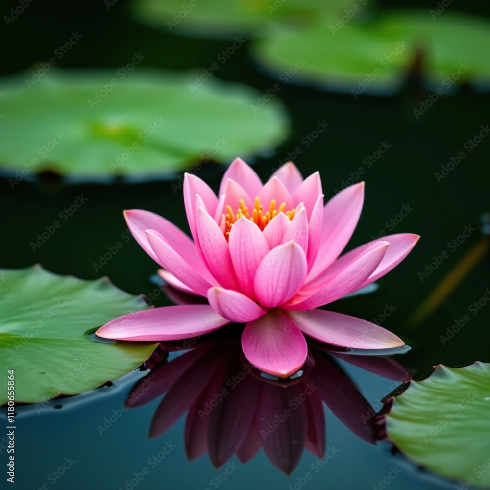 Lotus flower in full bloom on the pond's surface, peaceful, water lily, stillness Lotus flower in full bloom on the pond's surface, peaceful, water lily, stillness
