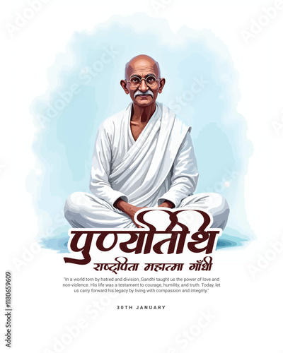 Happy Mahatma Gandhi punyatithi social media post banner template photo