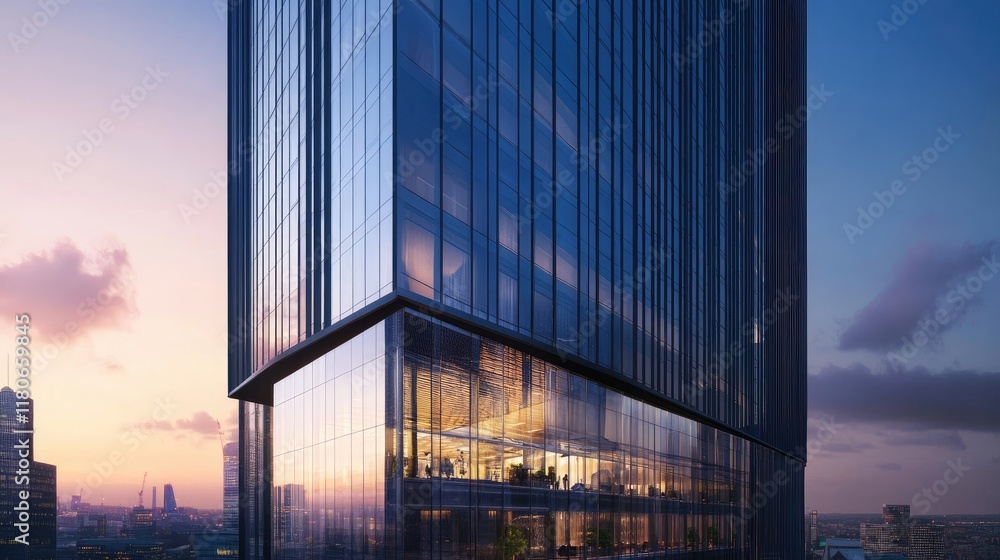 Modern Skyscraper at Dusk: A Stunning Architectural Marvel Modern Skyscraper at Dusk: A Stunning Architectural Marvel