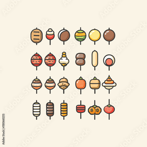 set of satay food design vector template