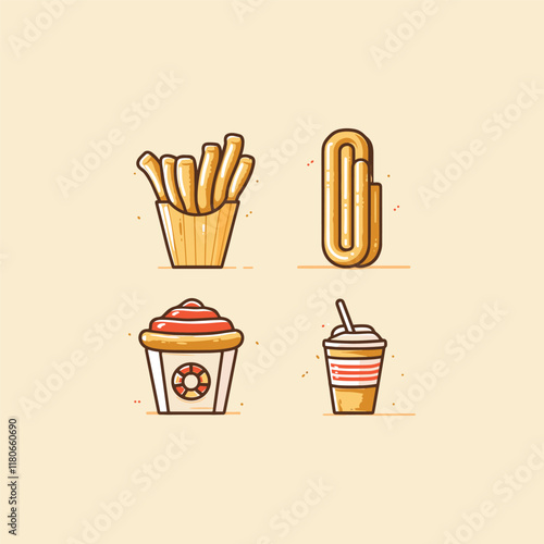 set of churros design vector template