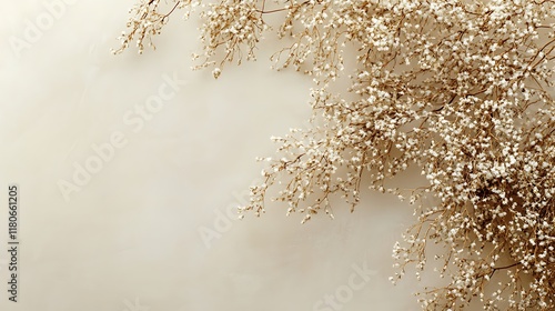 Dried Baby Breath Flowers on Beige Background