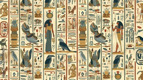 ancient egypt hieroglyphs seamless pattern wallpaper