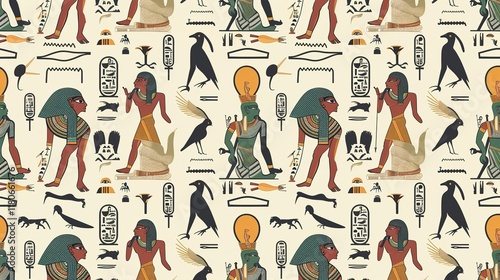 ancient egypt hieroglyphs seamless pattern wallpaper