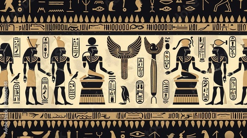ancient egypt hieroglyphs seamless pattern wallpaper