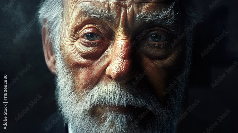 Close-up Portrait of an Elderly Man: A Study in Time and Texture Close-up Portrait of an Elderly Man: A Study in Time and Texture