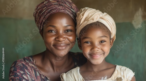 A woman and a child are smiling at the camera
