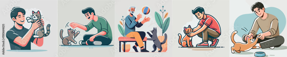 Naklejka premium Boys and Cats