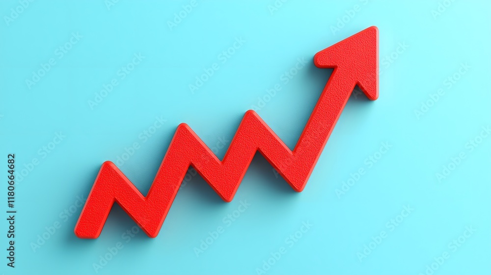 Dynamic Red Arrow Indicating Growth on a Soft Blue Background for Business and Financial Analysis. Keyword, Optimization, Strategy Concept Dynamic Red Arrow Indicating Growth on a Soft Blue Background for Business and Financial Analysis. Keyword, Optimization, Strategy Concept