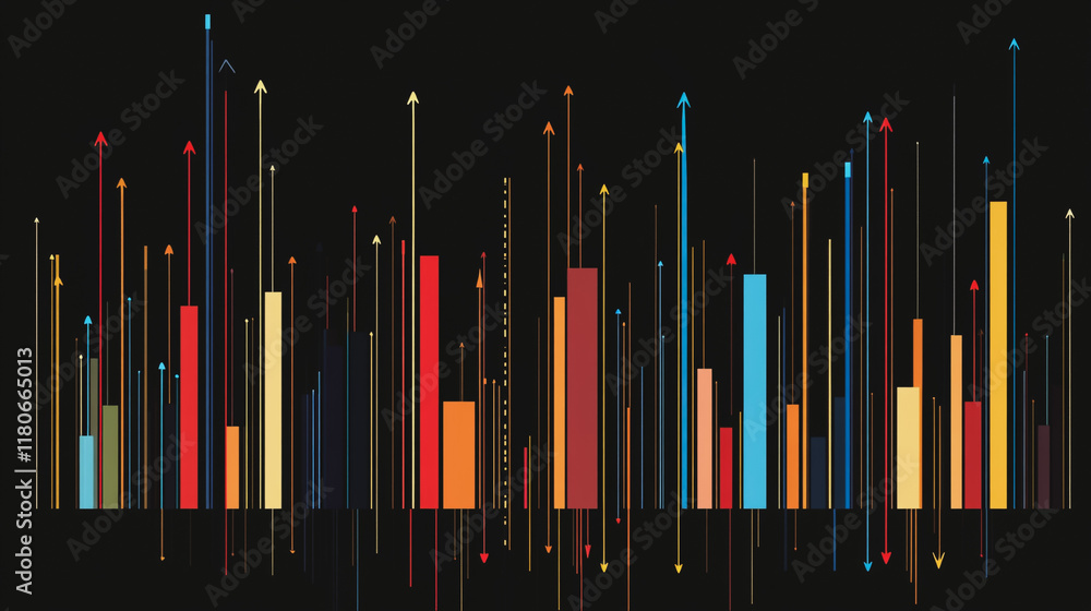 Abstract black background with Colorful charts and graphs with statistics to innovative analyze business potential and forecast future development of companies growth. Abstract black background with Colorful charts and graphs with statistics to innovative analyze business potential and forecast future development of companies growth.