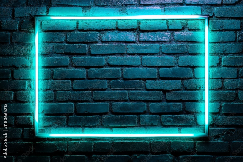 Neon frame on a brick wall background. Neon frame on a brick wall background.