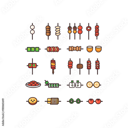 set of satay food design vector template