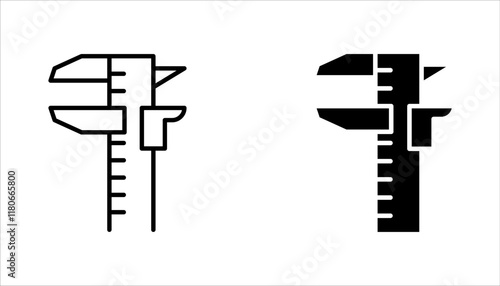 Vernier Caliper icon set. Measuring and marking tools vector illustration on white background
