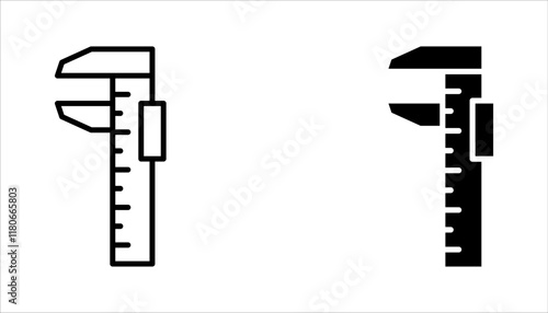 Vernier Caliper icon set. Measuring and marking tools vector illustration on white background