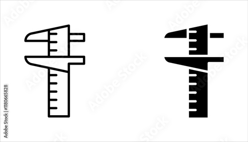 Vernier Caliper icon set. Measuring and marking tools vector illustration on white background
