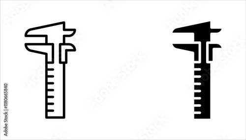 Vernier Caliper icon set. Measuring and marking tools vector illustration on white background
