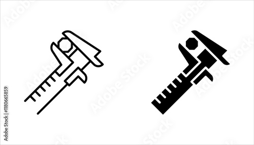 Vernier Caliper icon set. Measuring and marking tools vector illustration on white background
