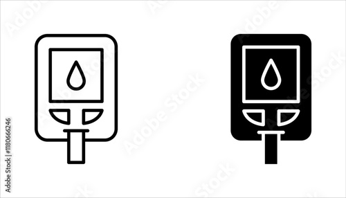 Glucometer icon set,  blood sugar monitoring system editable stroke, vector illustration on white background